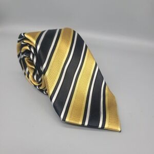Donald J Trump Signature Tie Gold Diagonal Stripe Silk Handmade 56"